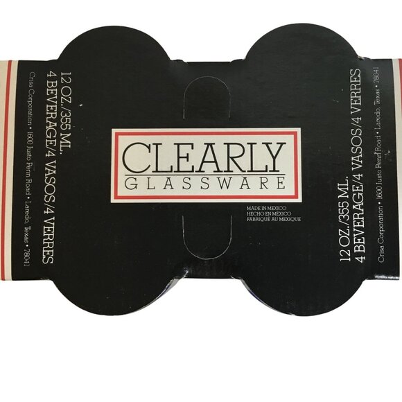 VTG CRISA Clearly Glassware Atomic Geometric Highball Glasses 4 w/Box 12oz MCM - Picture 2 of 3